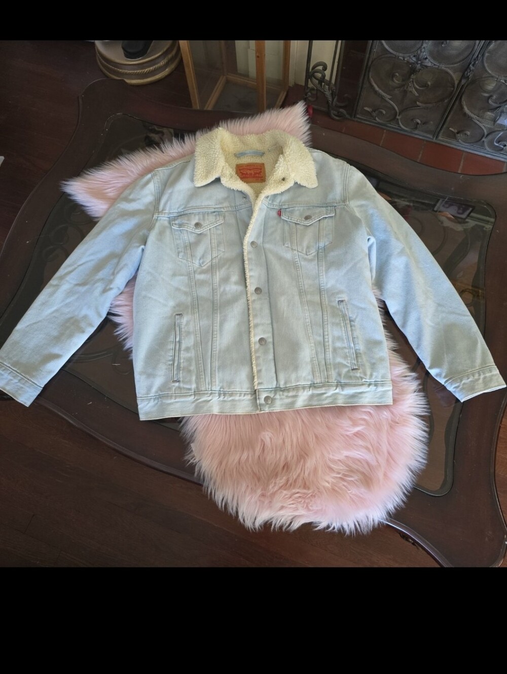 Levi's Light Blue Denim Jacket with Cream Sherpa Collar